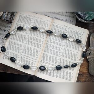 Elegant Black and Clear Beaded Necklace